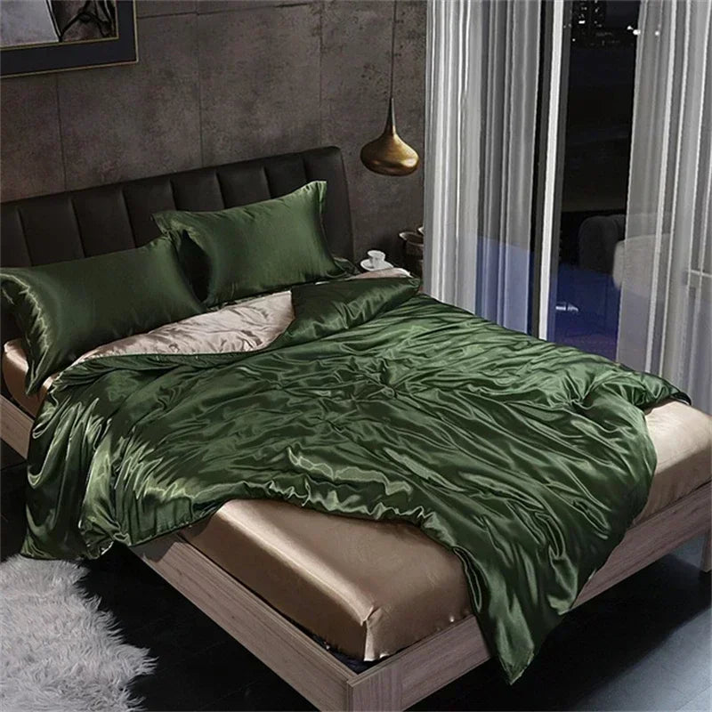 Luxury teal mulberry silk bedding set bedroom duvet cover