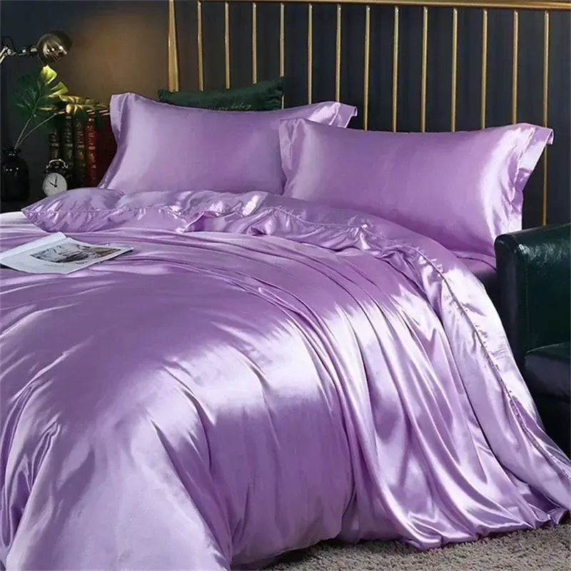 Luxury copper satin silk bedding set – bedroom duvet cover