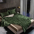 Emerald green & cream mulberry silk bedding set bedroom duvet cover