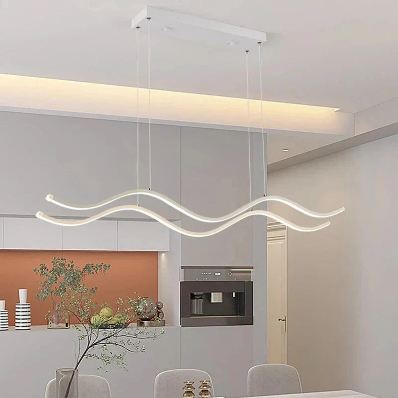 Modern white wavy led pendant light luxury nordic chandeliers dining room