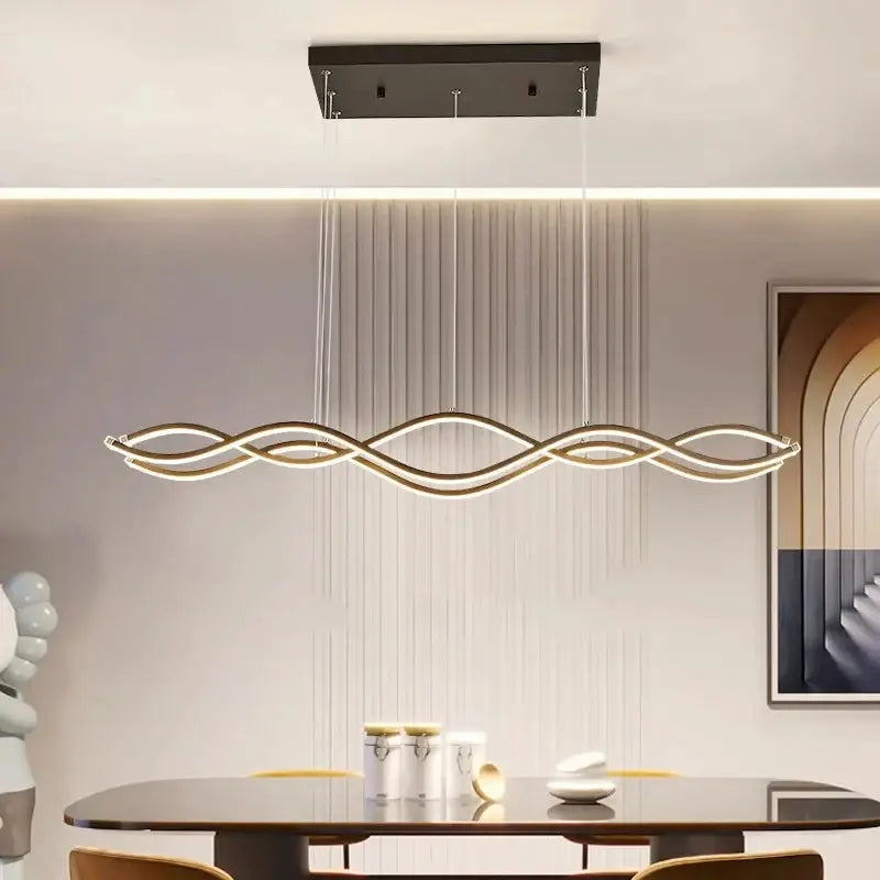 Modern white wavy led pendant light luxury nordic chandeliers dining room