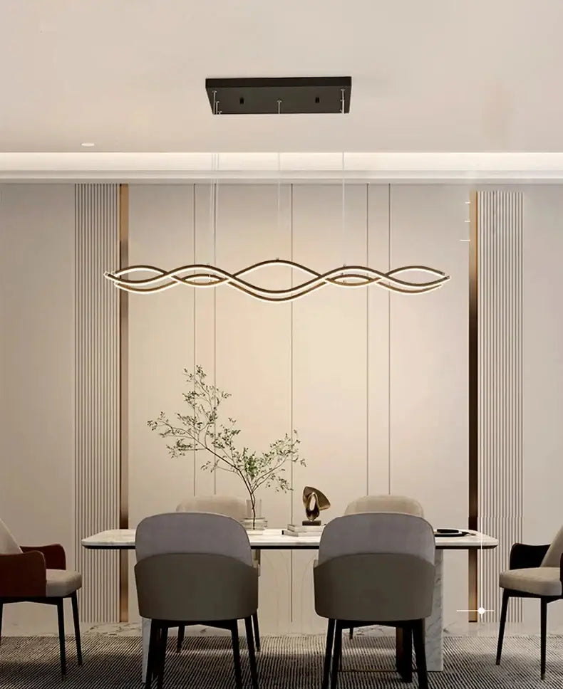 Modern white wavy led pendant light luxury nordic chandeliers dining room
