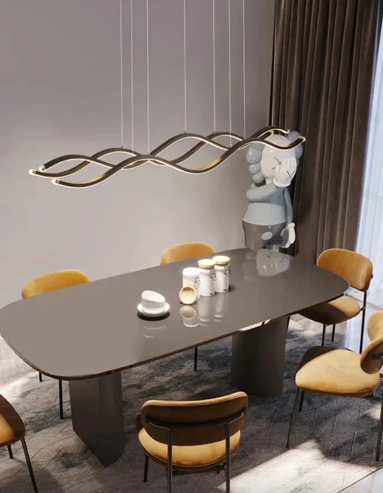 Modern white wavy led pendant light luxury nordic chandeliers dining room
