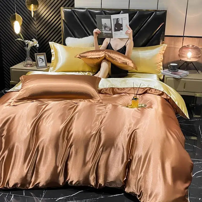 Luxury emerald green satin bedding set – bedroom duvet cover