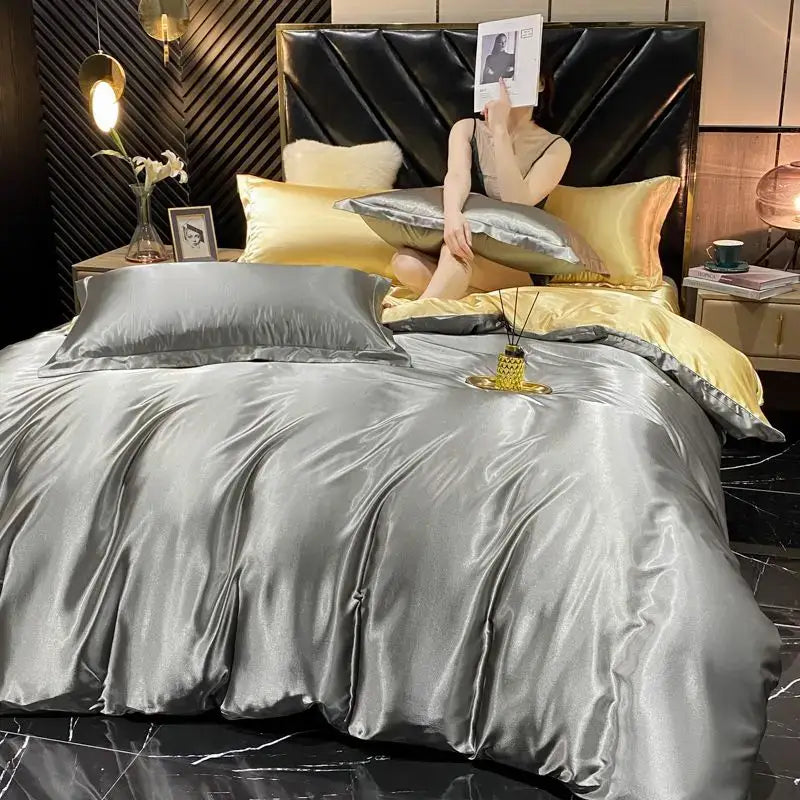 Luxury emerald green satin bedding set – bedroom duvet cover