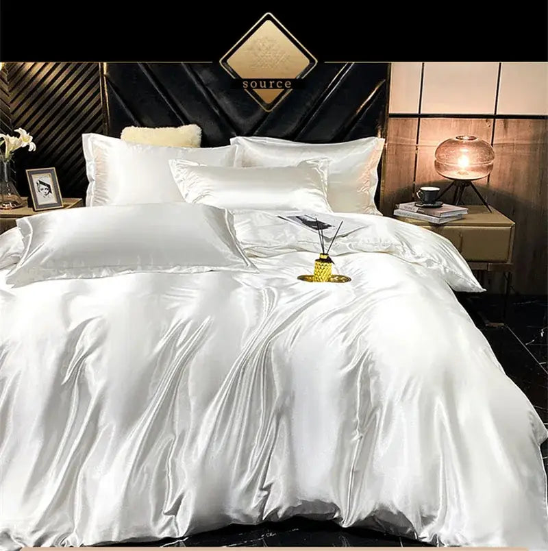 Luxury purple satin bedding set with duvet cover for bedroom
