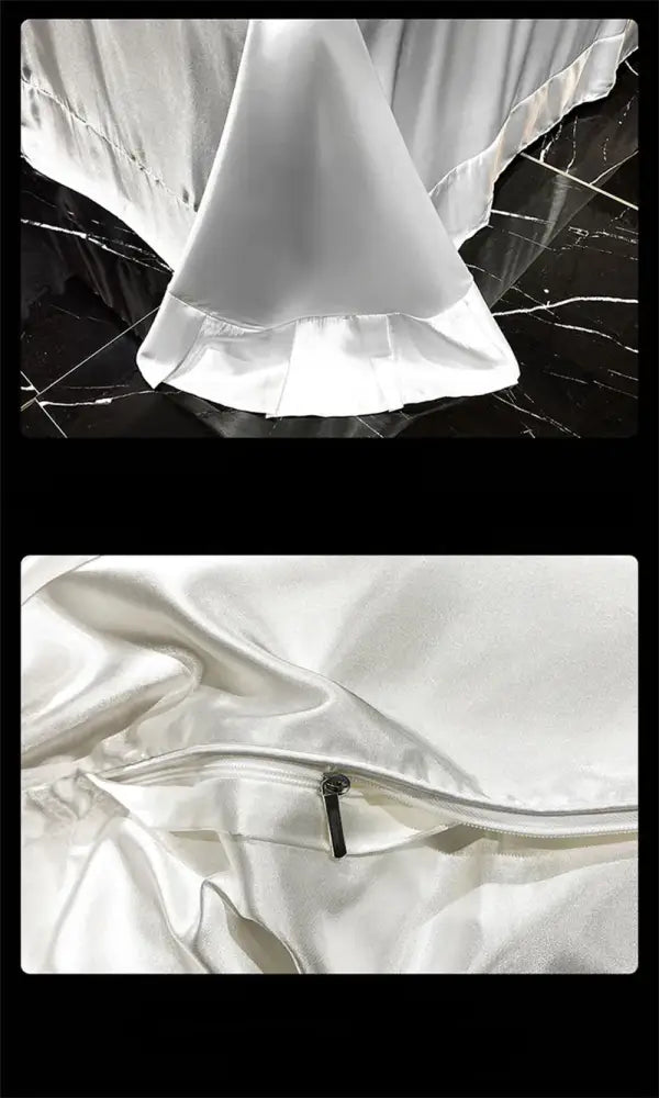 Luxury silver satin silk bedding set bedroom duvet cover