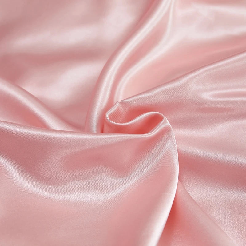 Luxury pink satin solid color bedding set with duvet cover for bedroom