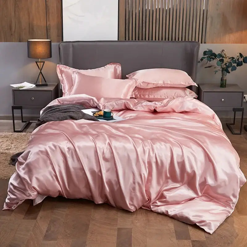 Luxury emerald satin solid color bedding set bedroom duvet cover