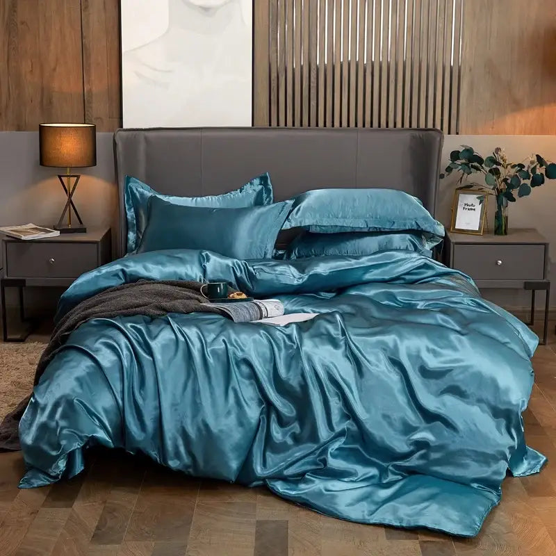Luxury white satin solid color bedding set – bedroom pcduvet cover