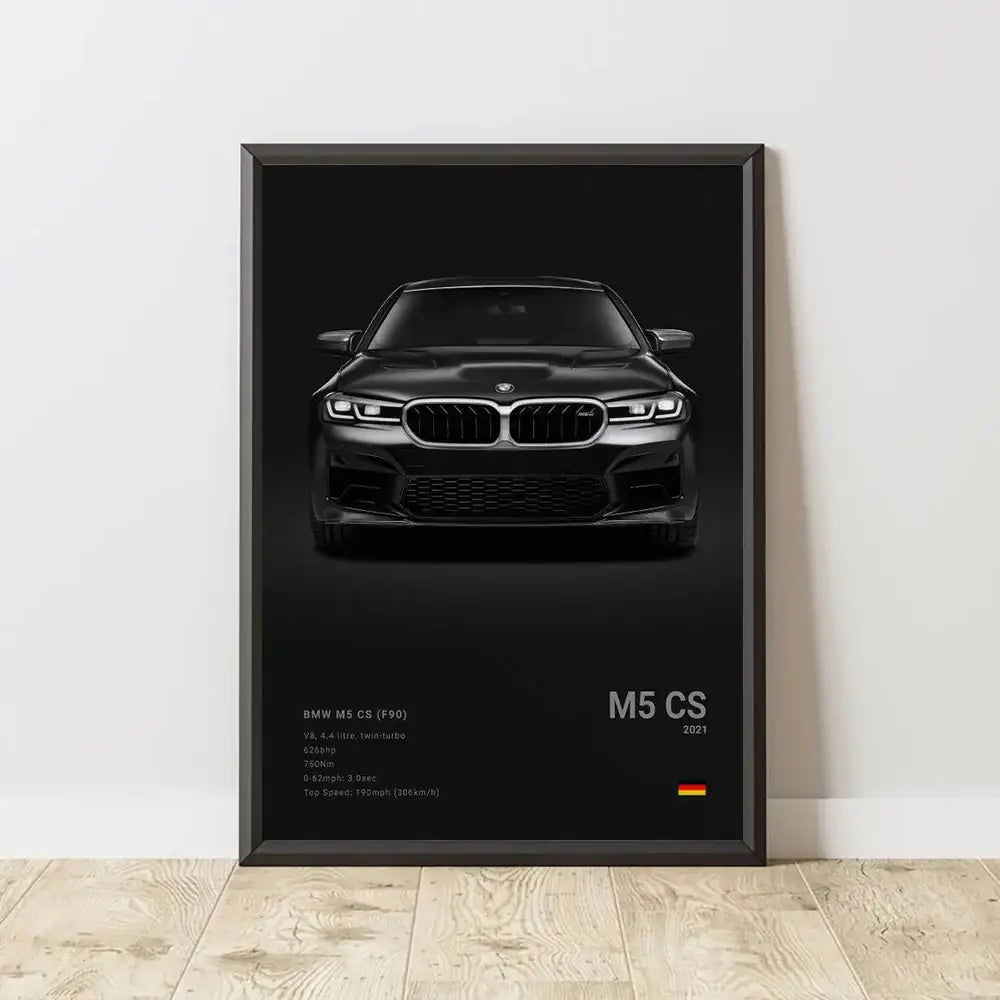 Luxury silver sports car canvas wall art living room decor
