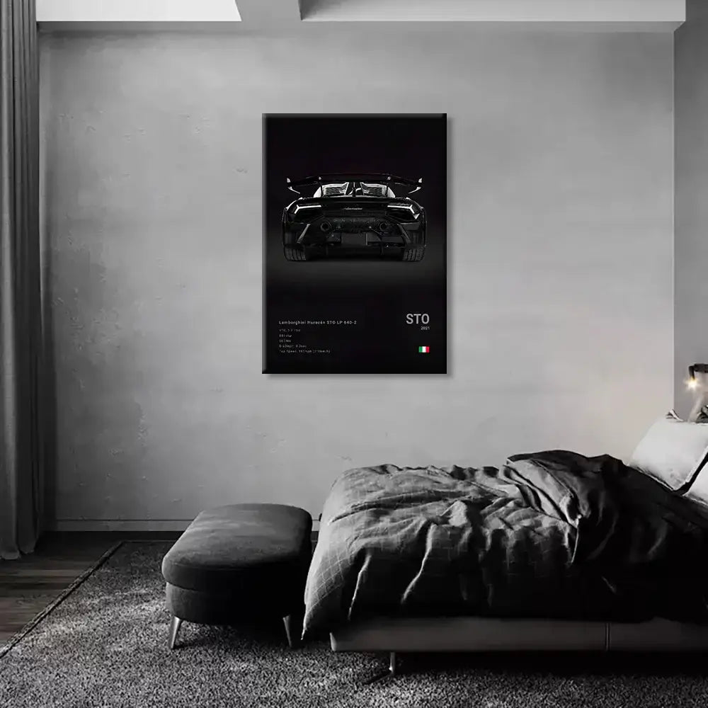 Modern white famous cars canvas wall art for living room