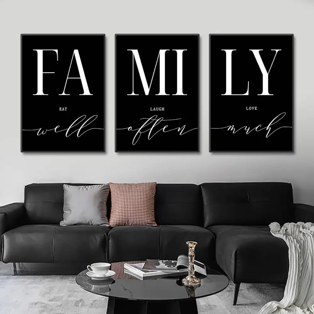 Modern black and white family wall art – living room luxury set