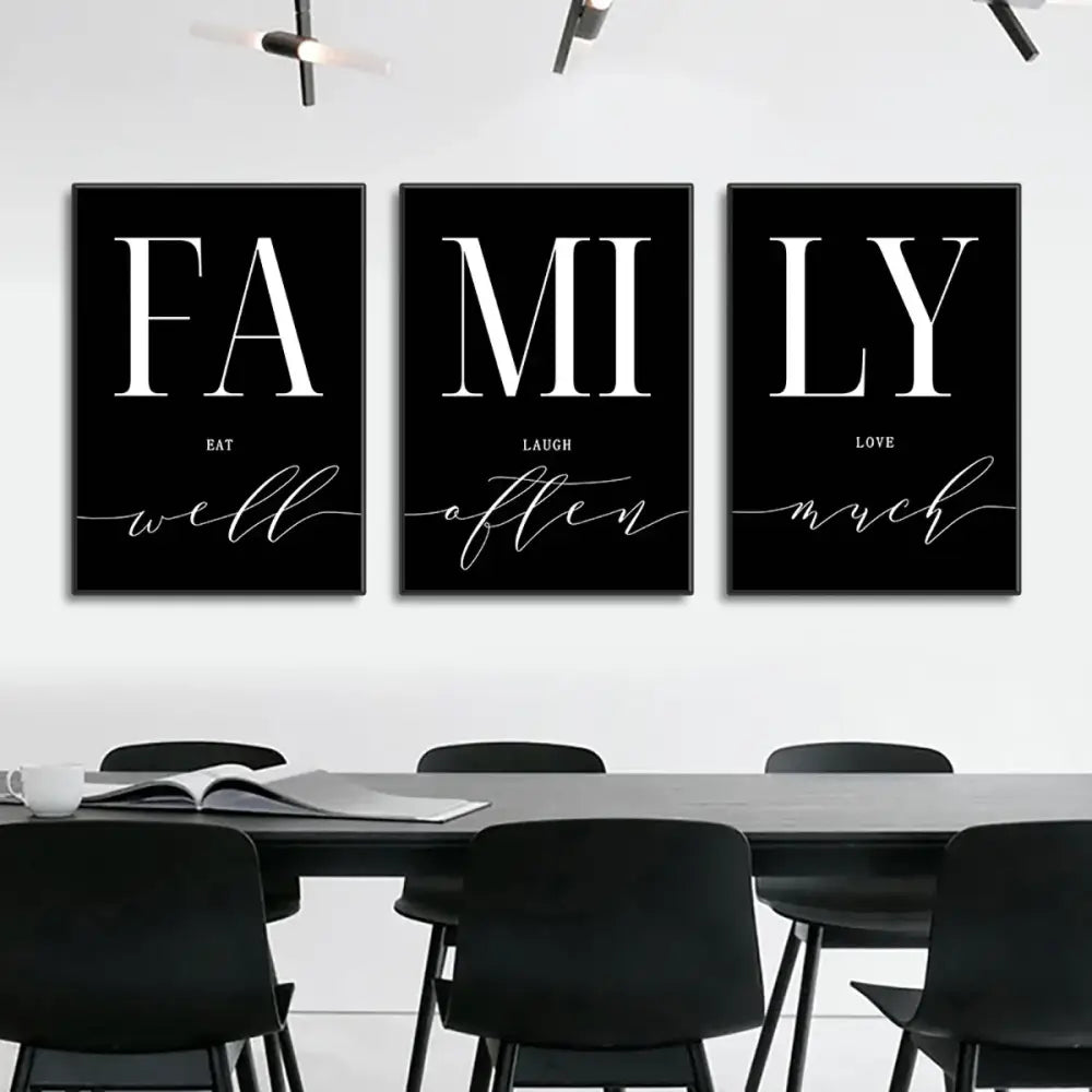 Modern black and white family wall art – living room luxury set