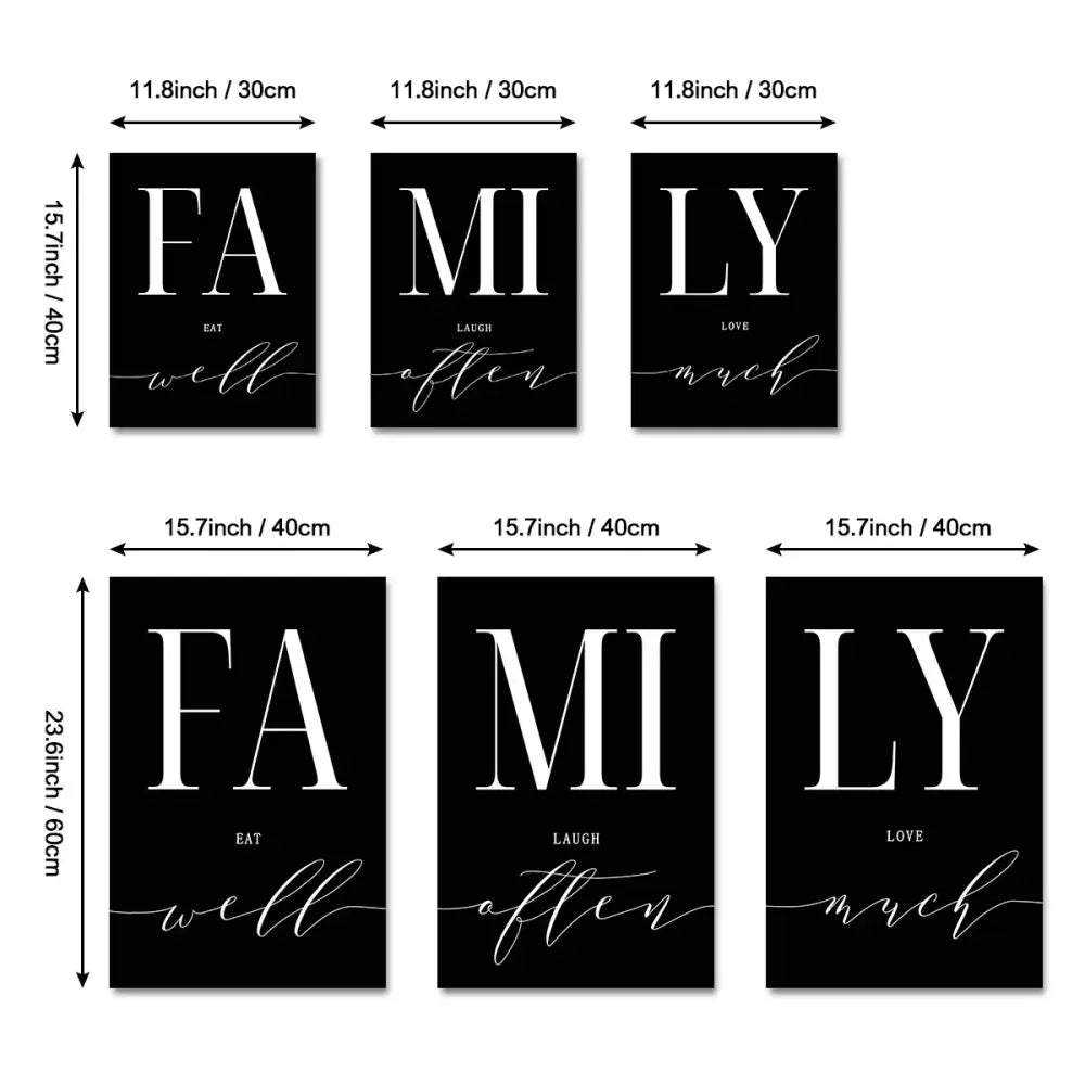 Modern black and white family wall art – living room luxury set