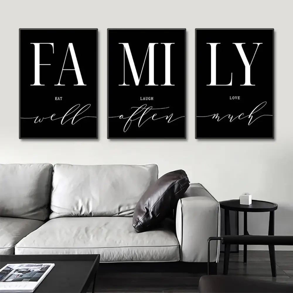 Modern black and white family wall art – living room luxury set