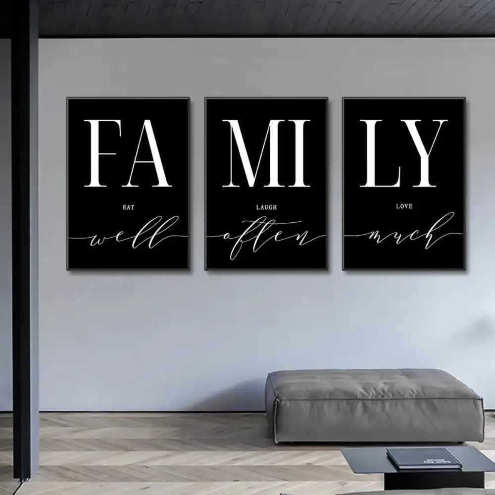 Modern black and white family wall art – living room luxury set