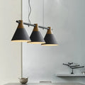 Modern black and wood conical light fixture dining room pendant