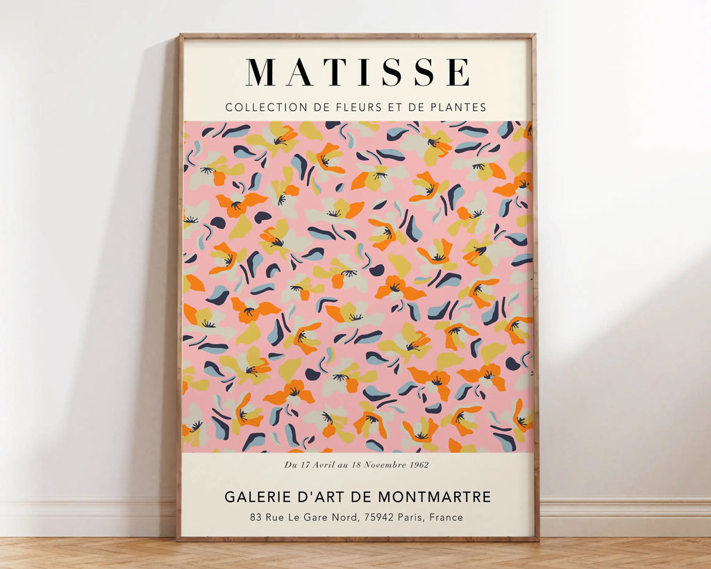 Matisse floral abstract flowers framed wall art – living room decor