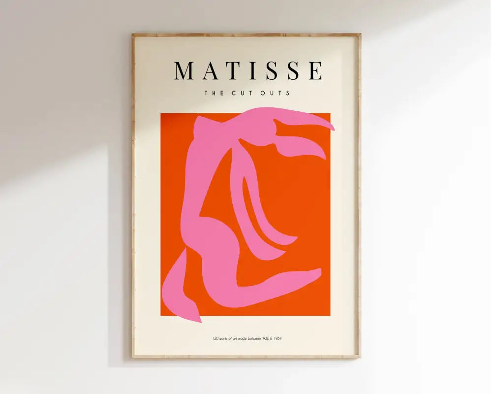 Minimalist black & red matisse floral art – living room framed print