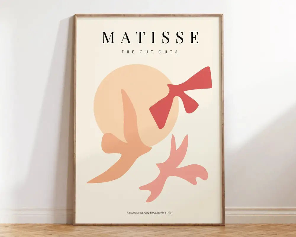 Minimalist beige matisse floral art print bedroom framed poster