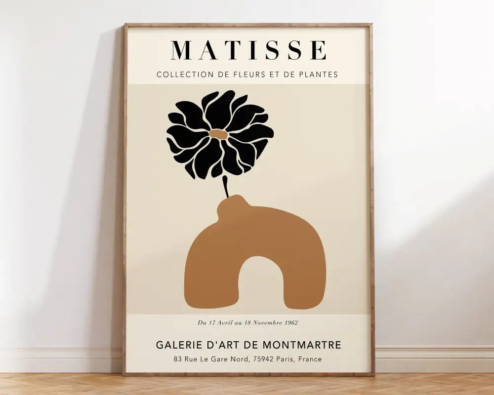 Minimalist yellow matisse floral art print light wood living room frame