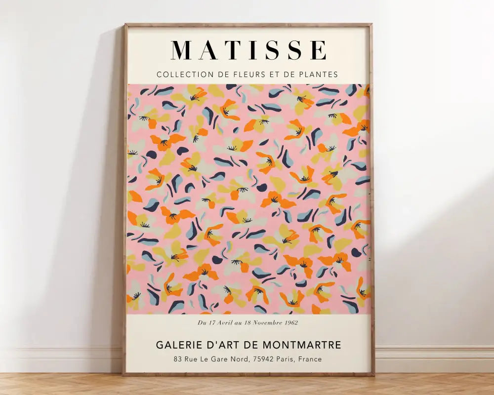 Vibrant matisse floral art framed canvas bedroom wall decor