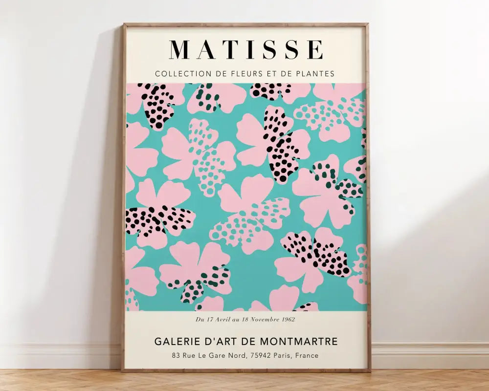 Matisse floral art mint green & yellow framed poster living room decor