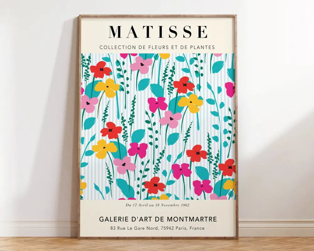 Matisse floral art mint green & yellow framed poster living room decor
