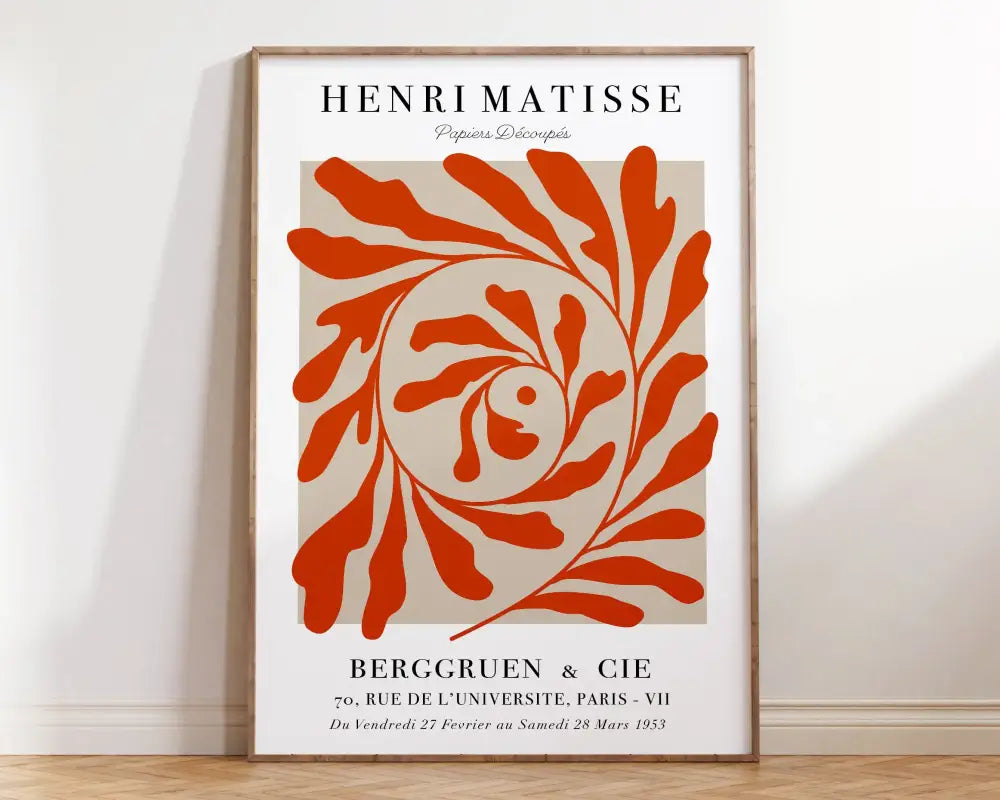 Matisse floral art print blue & cream framed living room decor