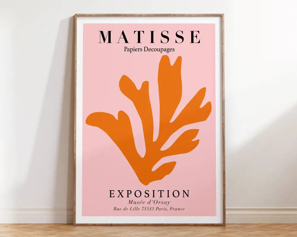 Matisse floral prints pink & orange framed wall art living room