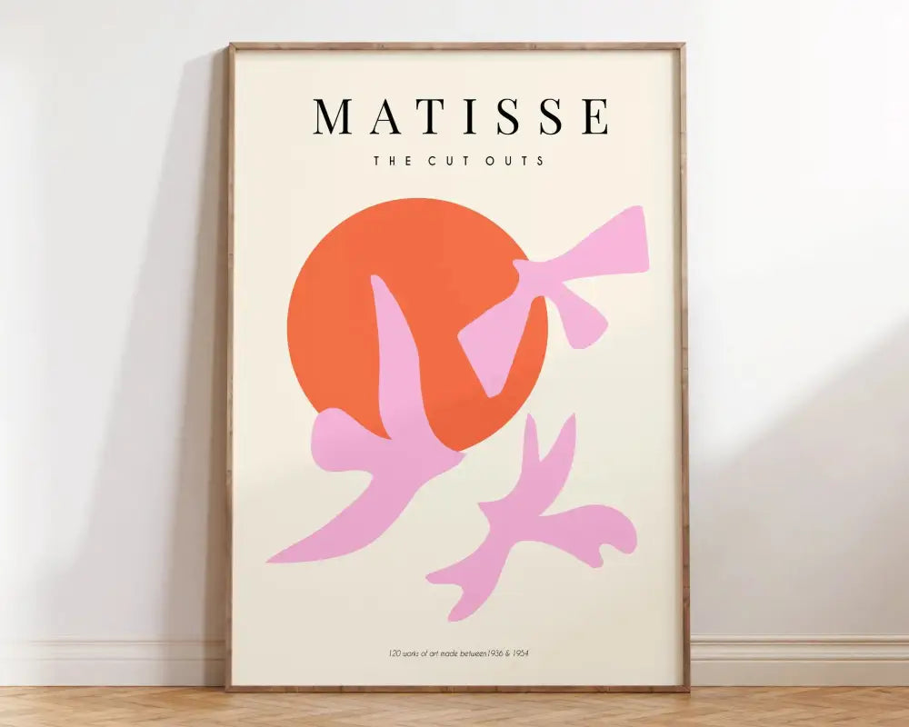 Matisse floral prints pink & orange framed wall art living room
