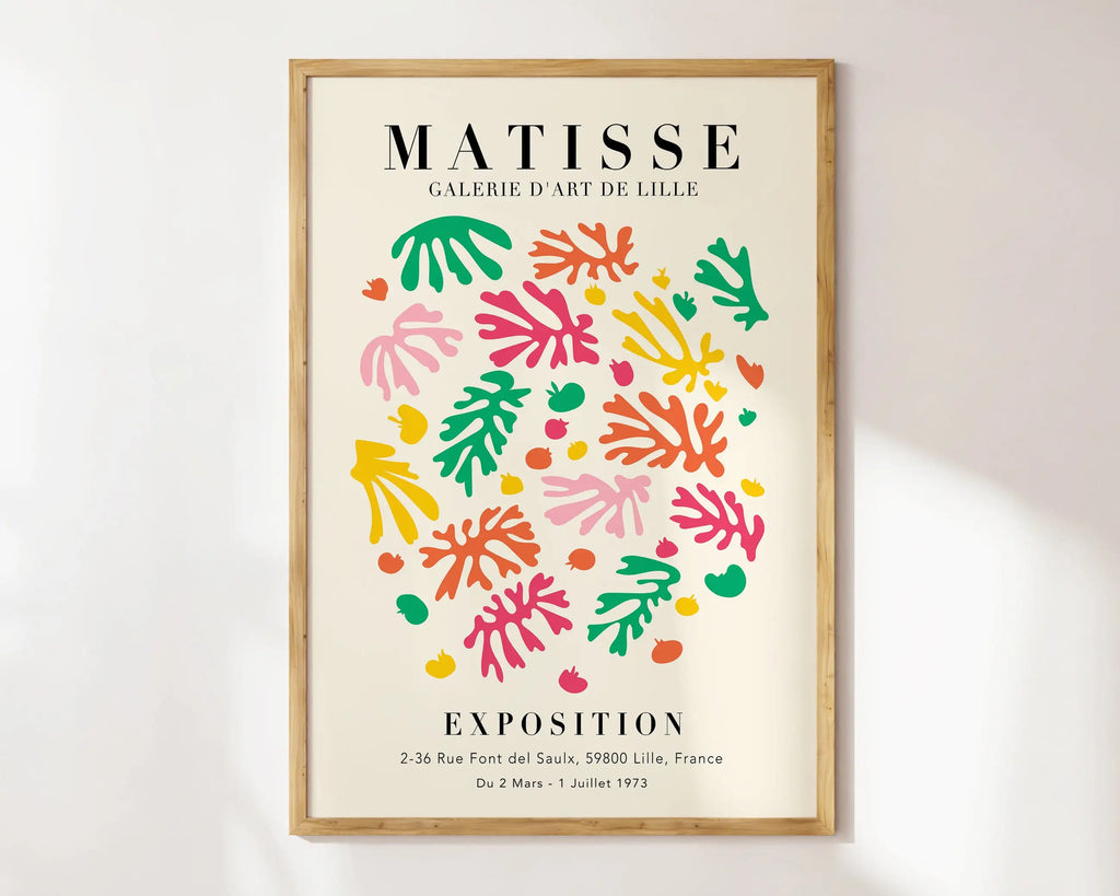 Matisse flower market pink & orange abstract flowers living room art