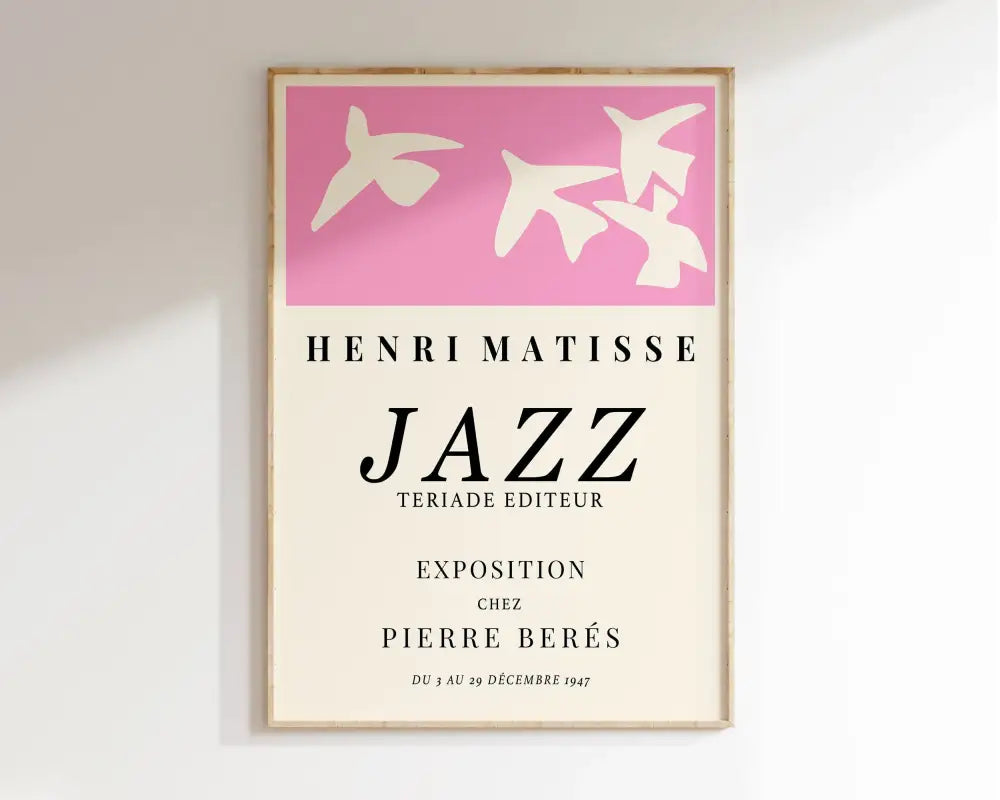 Matisse flower poster pink floral wall art for bedroom or living room