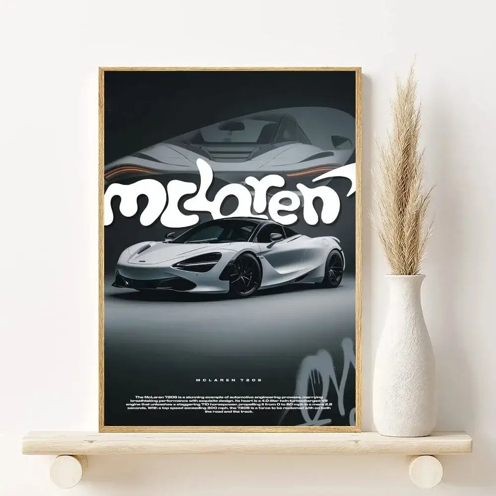 Luxury silver sports car gtr luxury poster living room wall art