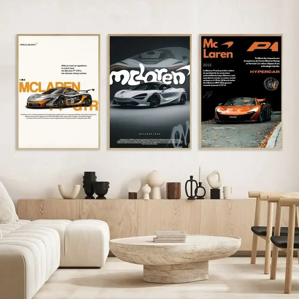 Luxury silver sports car gtr luxury poster living room wall art
