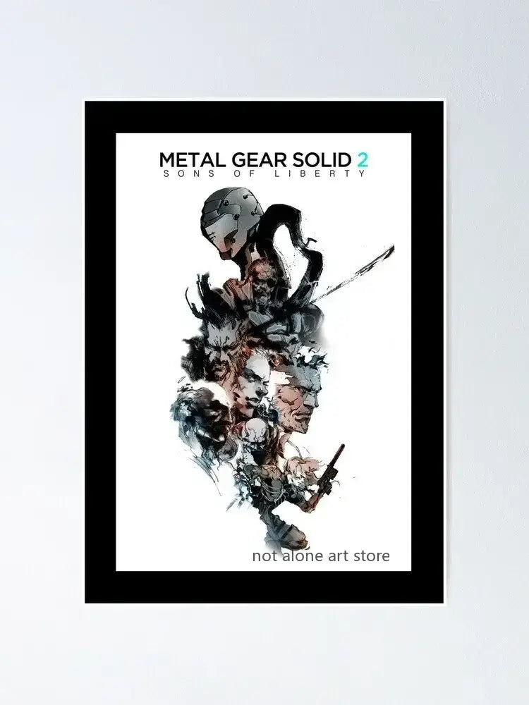 Framed metal gear solid canvas art poster for gaming room decor