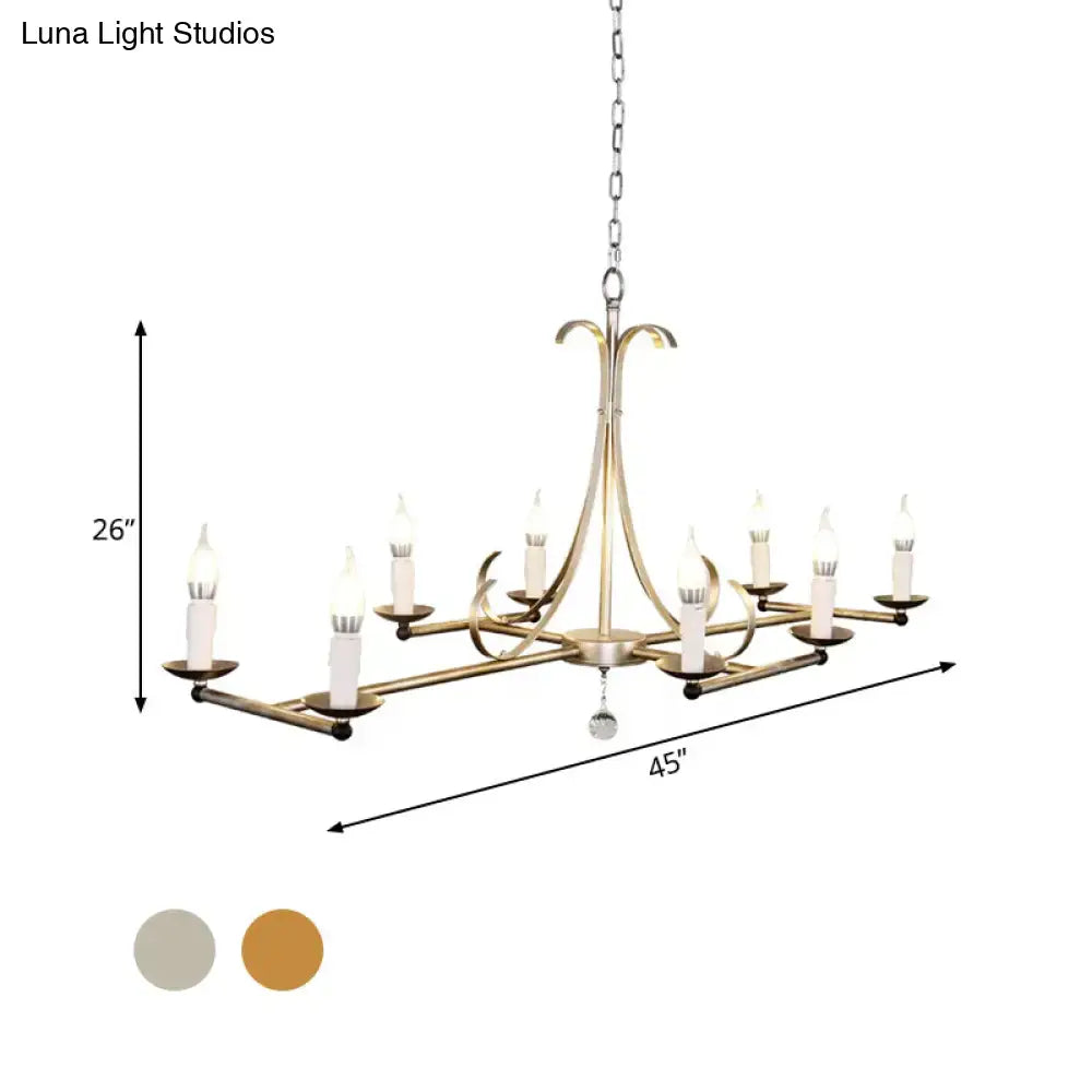 Antique brass metal island chandelier traditional candle dining room
