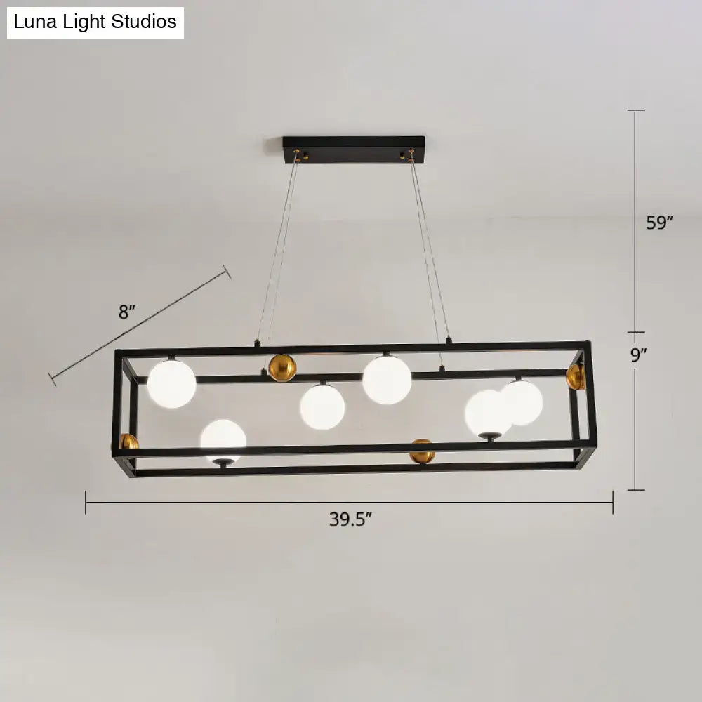 Industrial black & gold pendant light with milk glass shade dining room