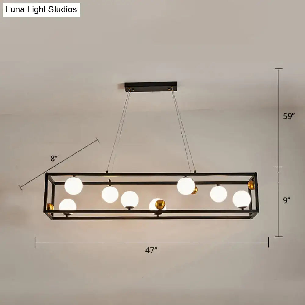 Industrial black & gold pendant light with milk glass shade dining room