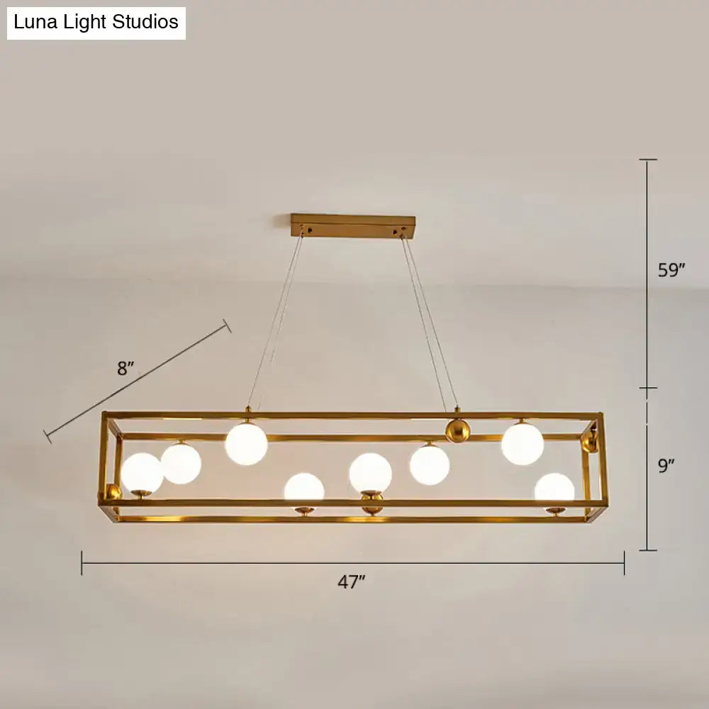 Industrial black & gold pendant light with milk glass shade dining room