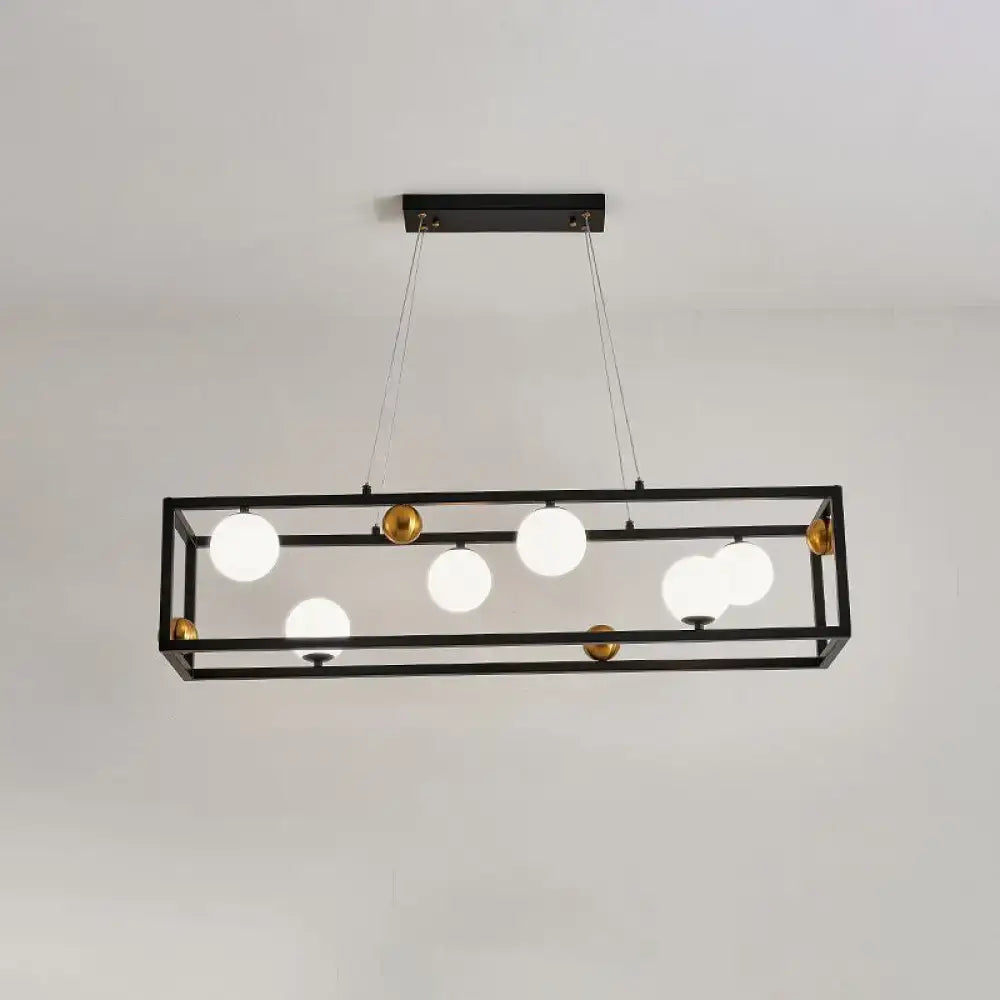 Industrial black & gold pendant light with milk glass shade dining room