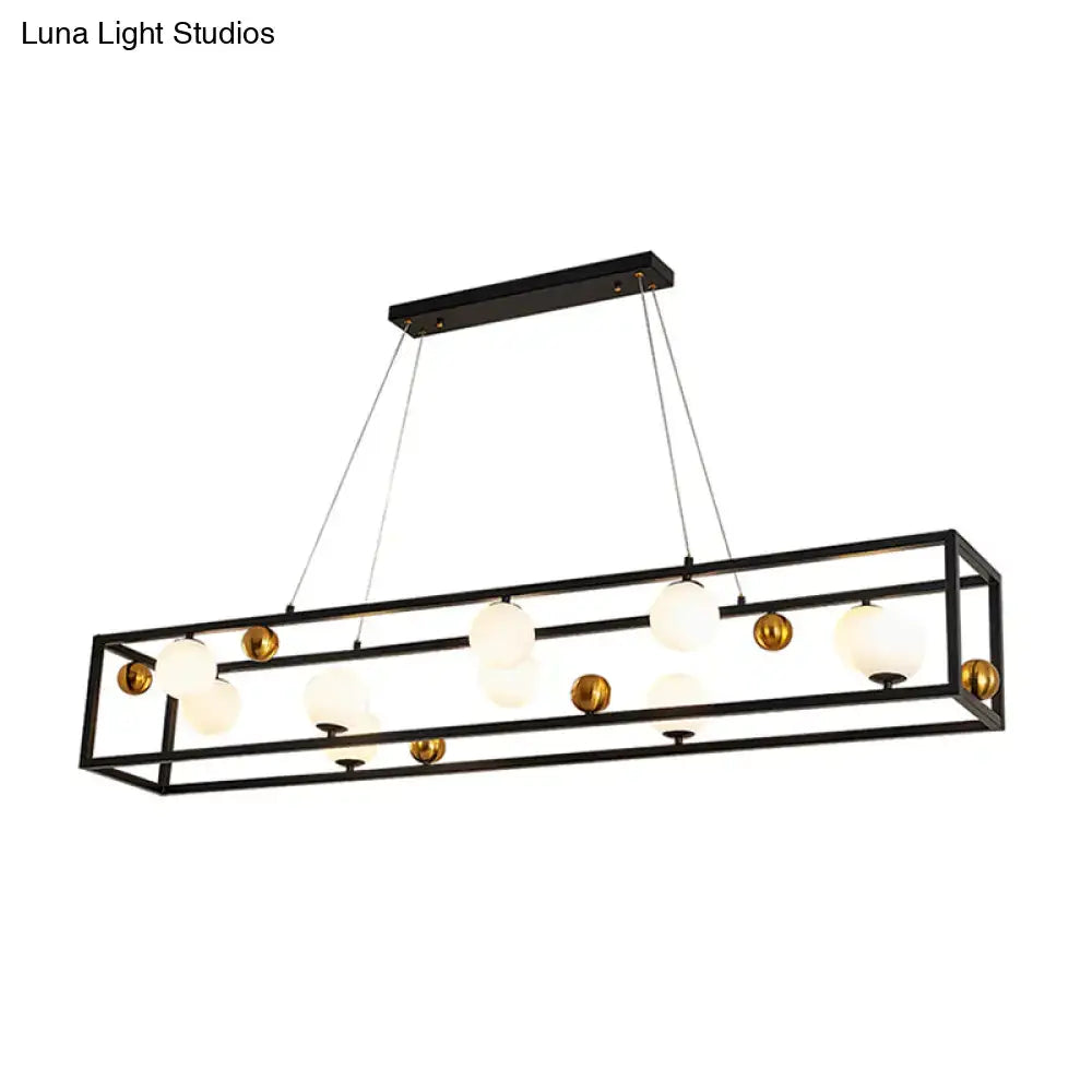 Industrial black & gold pendant light with milk glass shade dining room