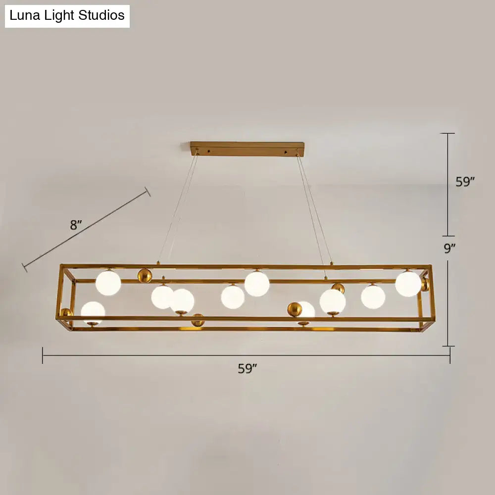 Industrial black & gold pendant light with milk glass shade dining room