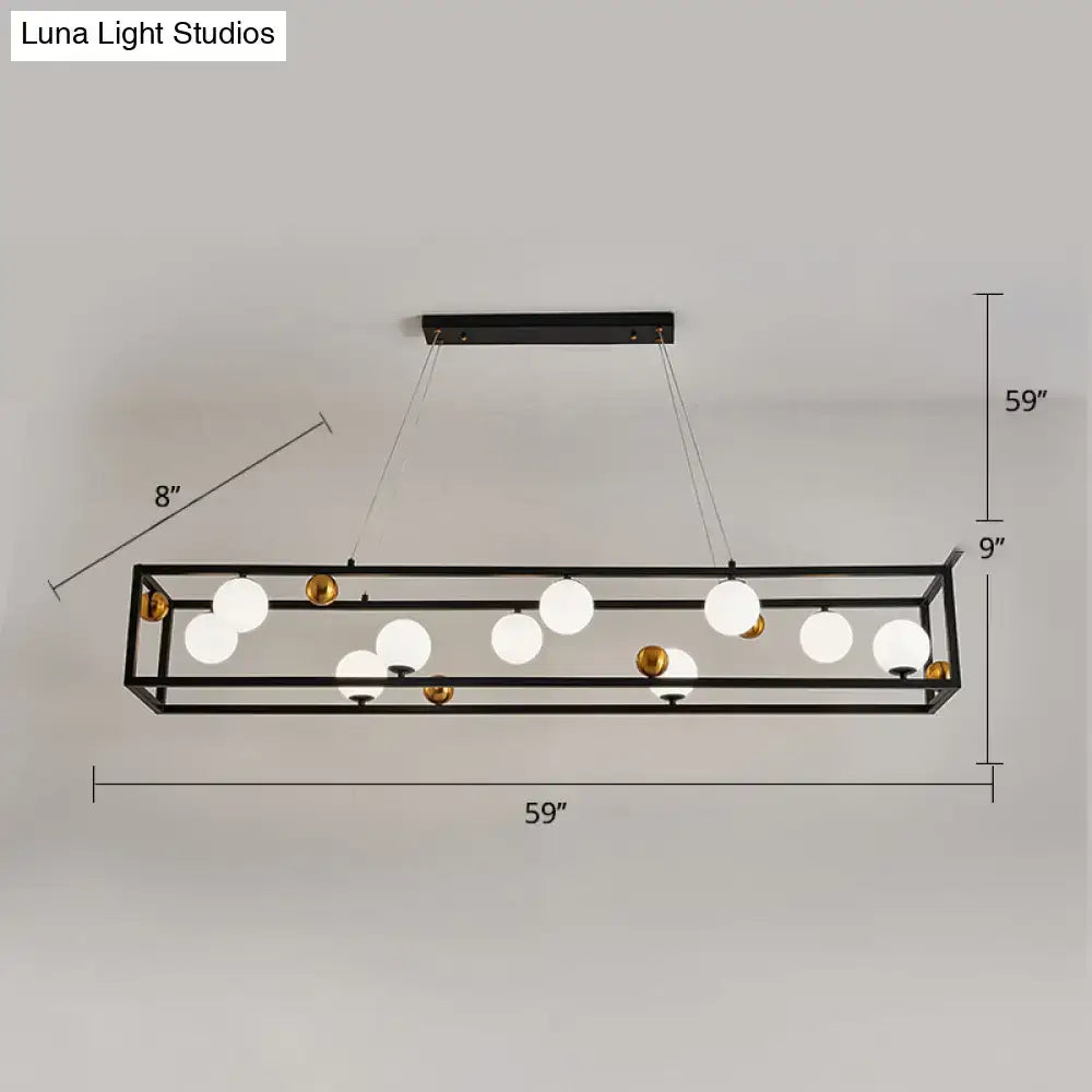 Industrial black & gold pendant light with milk glass shade dining room