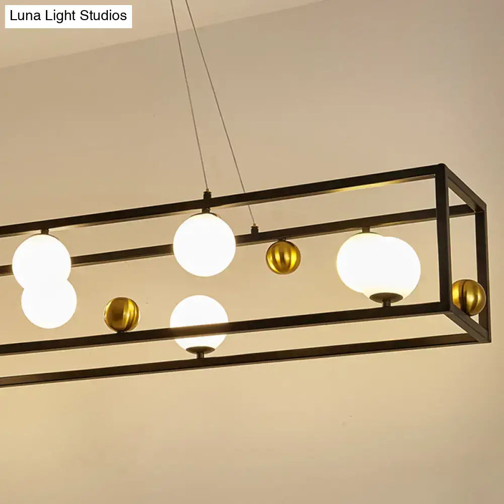 Industrial black & gold pendant light with milk glass shade dining room