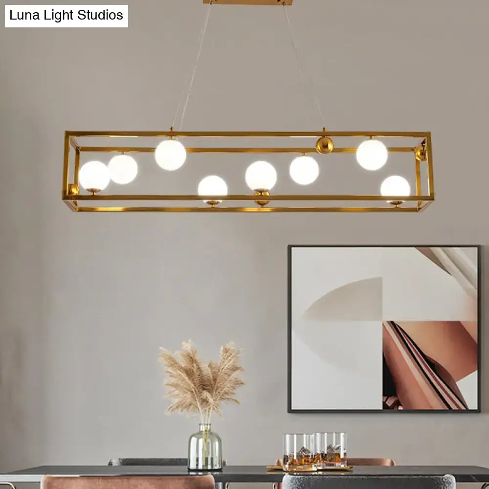 Industrial black & gold pendant light with milk glass shade dining room