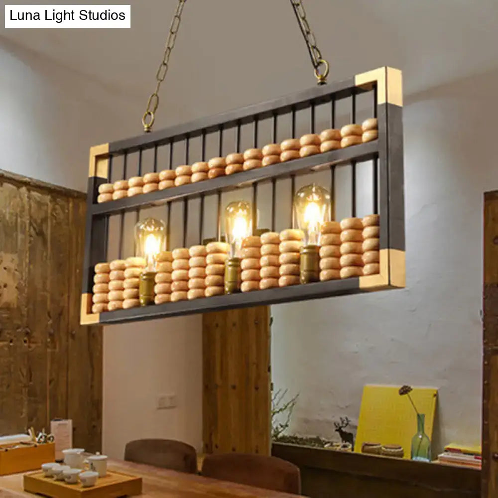 Industrial abacus pendant light black & gold dining room fixture