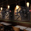 Industrial black wagon wheel metallic pendant light for dining room