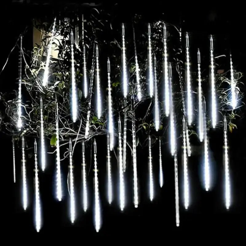 White meteor shower led string lights outdoor garden decor
